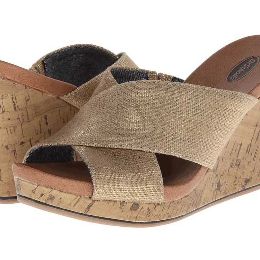 Dr. Scholl's Light Gold Metallic Selma Wedges